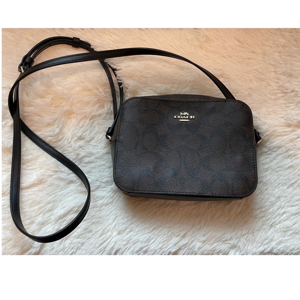 Coach Mini Camera Bag In Signature Canvas. EUC. 71/4" (L) × 5 1/4' (H) × 2" (H)